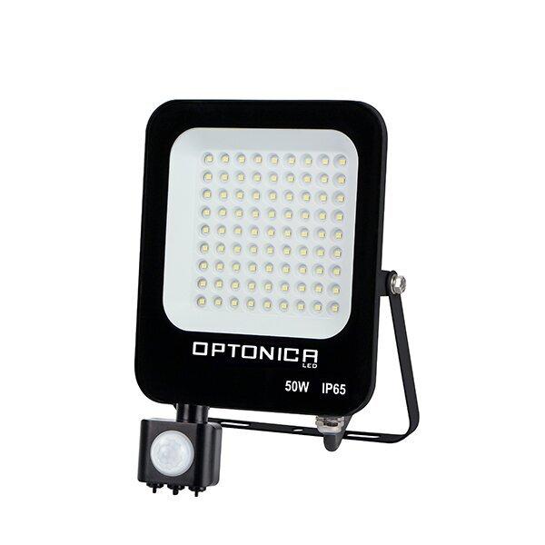 LED REFLEKTOR 50W IP65 + PIR SENSOR STUDENÁ BIELA