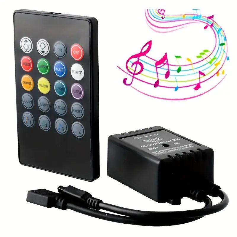 LED RGB Hudobný Ovládač, Bezdrôtový IR Diaľkový Ovládač