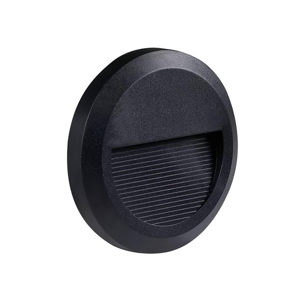 LED schodiskové svietidlo 230V okrúhle 2W 80lm 4200K neutrálna biela čierne IP65