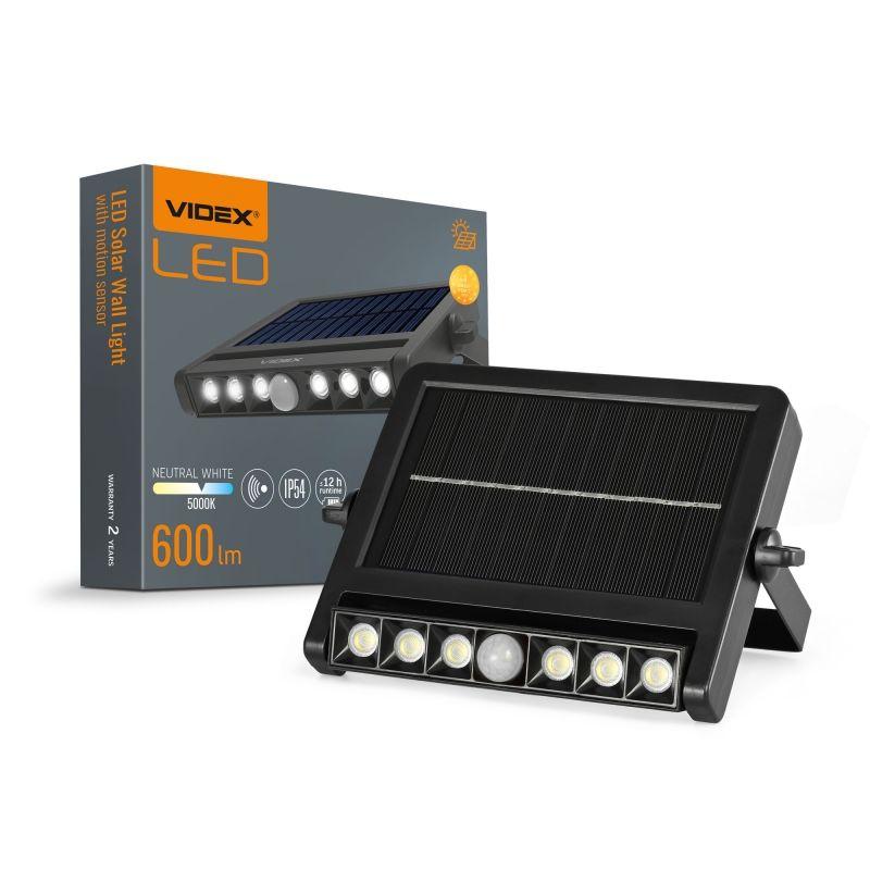 LED Solárne nástenné svietidlo s pohybovým senzorom VIDEX VL-WLSO-025-S