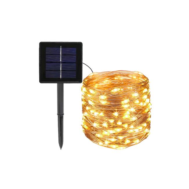 LED solárna girlanda 300 LED – 31,9 m, teplá biela, IP44, so súmrakovým senzorom