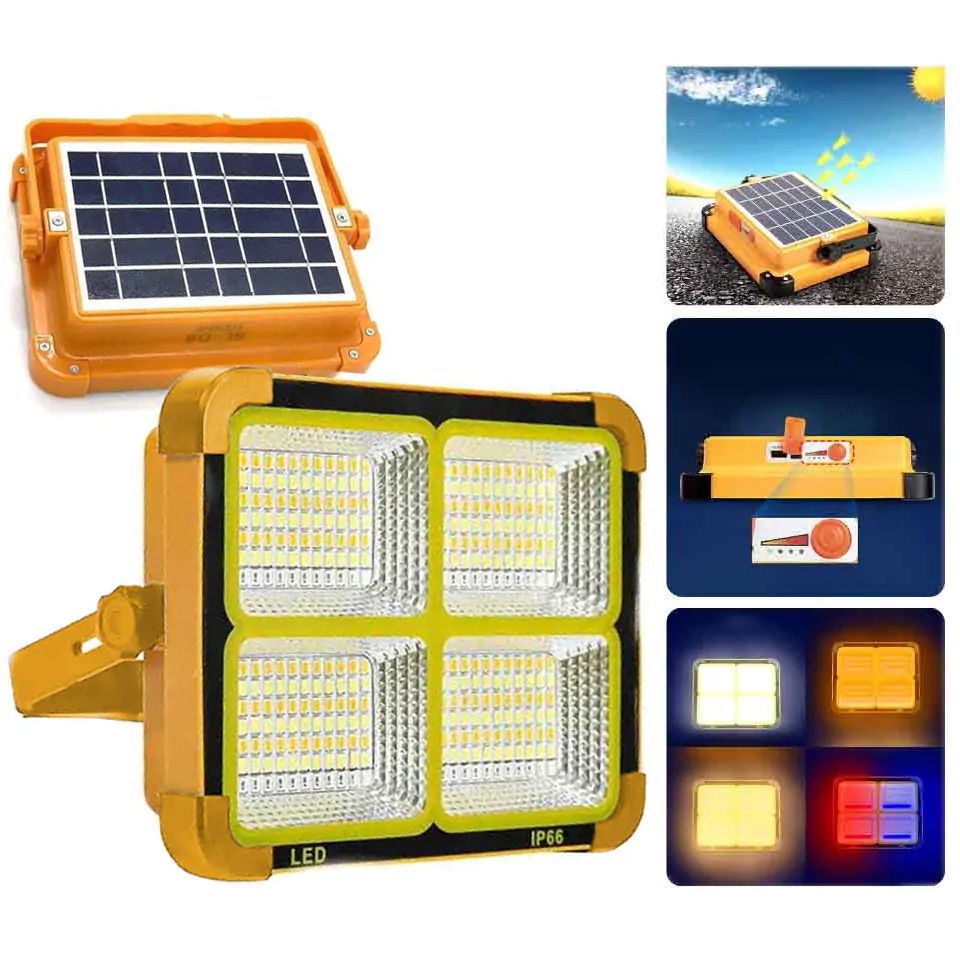 LED solárna pracovná lampa, prenosný reflektor, powerbanka, USB-C 100W