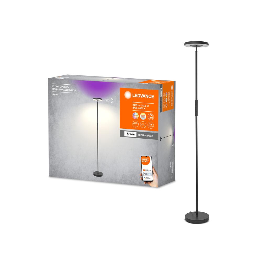 LED stojaca stojaca lampa 24W 850lm RGB CCT stmievateľná nastaviteľná čierna SMART+ WiFi podložka Luminare Ledvance