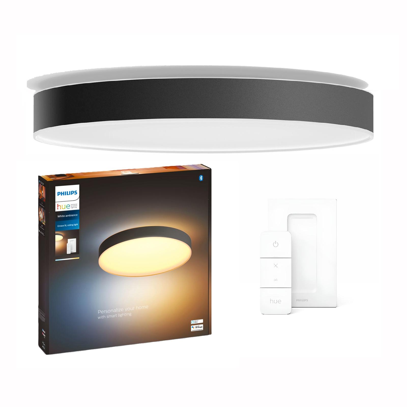 LED stropné svetlo Enrave Black 48W 55cm CCT PHILIPS HUE Bluetooth + stmievač