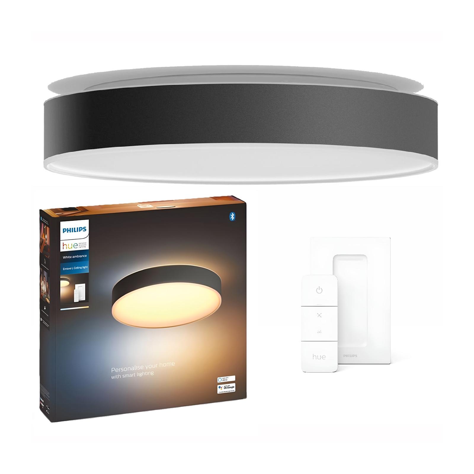 LED stropný plafón Enrave Black 33,5W 42,5cm CCT PHILIPS HUE Bluetooth + stmievač