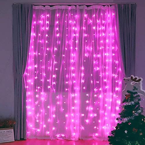 LED svetelná záclona 230V IP20 2x2m, 180 LED ružová