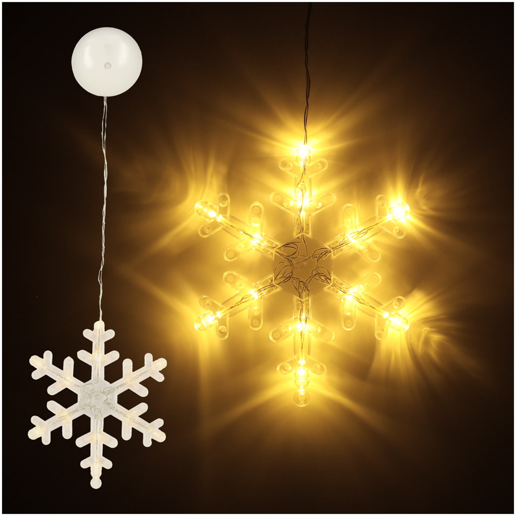 LED SVETIELKA, ZÁVESNÁ VIANOČNÁ DEKORÁCIA, VLOČKA, 45CM, 10 LED