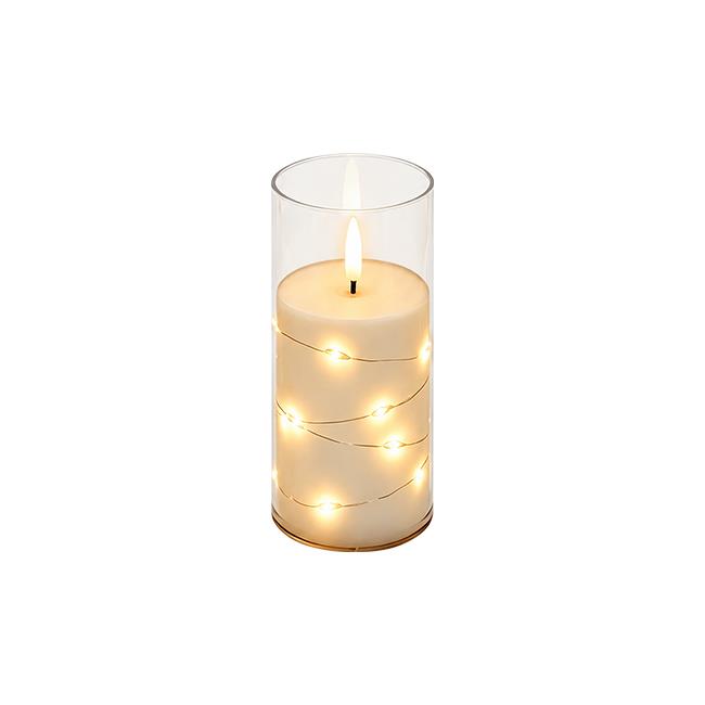 LED sviečka 13 cm 8 lm 2000K extra teplá biela IP20 – priehľadná, efekt plameňa, 2× AA