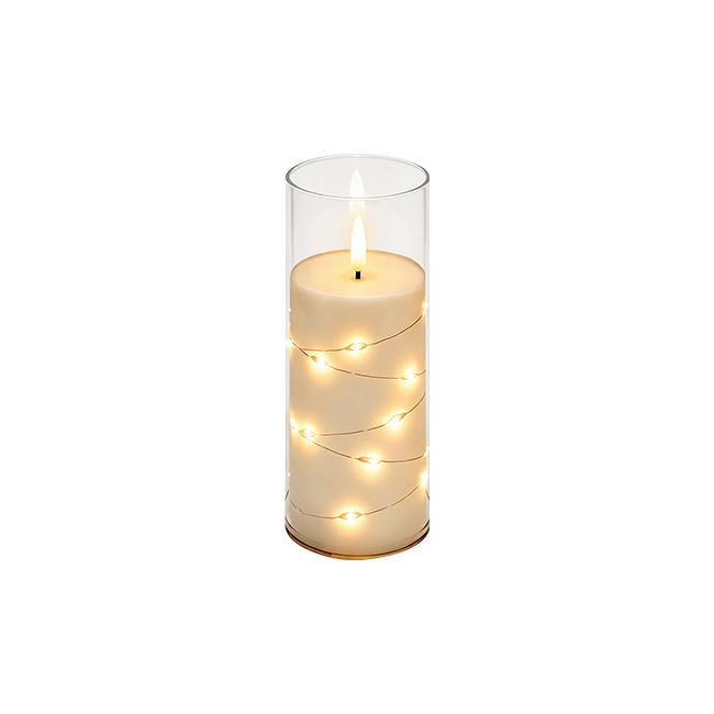 LED sviečka 15 cm 8 lm 2000K extra teplá biela IP20 – priehľadná, efekt plameňa, 2× AA