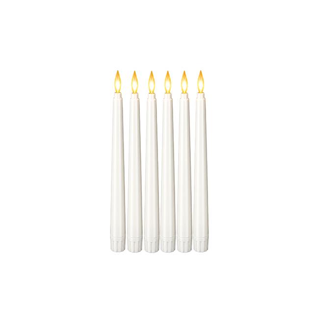 LED sviečky 28 cm 8 lm 2000K extra teplá biela IP20 – biele, efekt plameňa, 6 ks