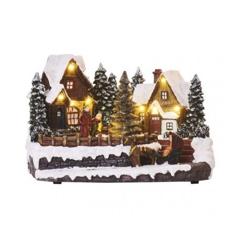 LED vianočná dedinka, 15 cm, 3× AA, vnút., teplá biela