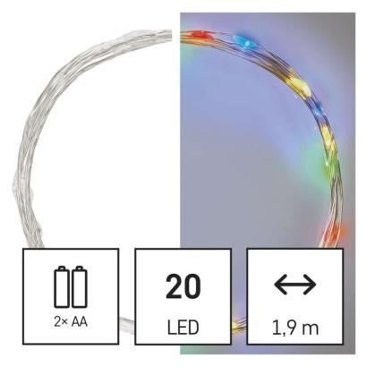 LED VIANOČNÁ NANO REŤAZ, 1,9 M, 2X AA, VNÚTORNÁ, MULTICOLOR, ČASOVAČ