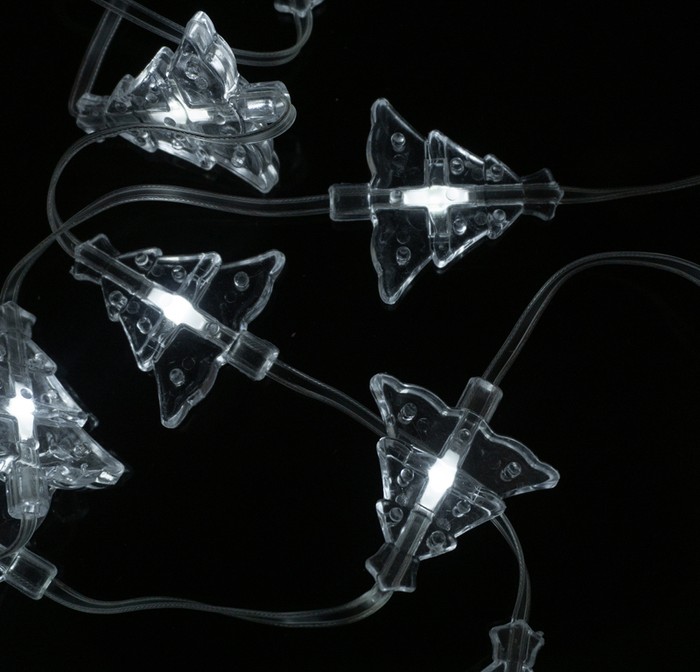 Led vianočná svetelná reťaz stromčeky 5 m 2 W 50 LED 6500K studená biela IP65 – USB 5V
