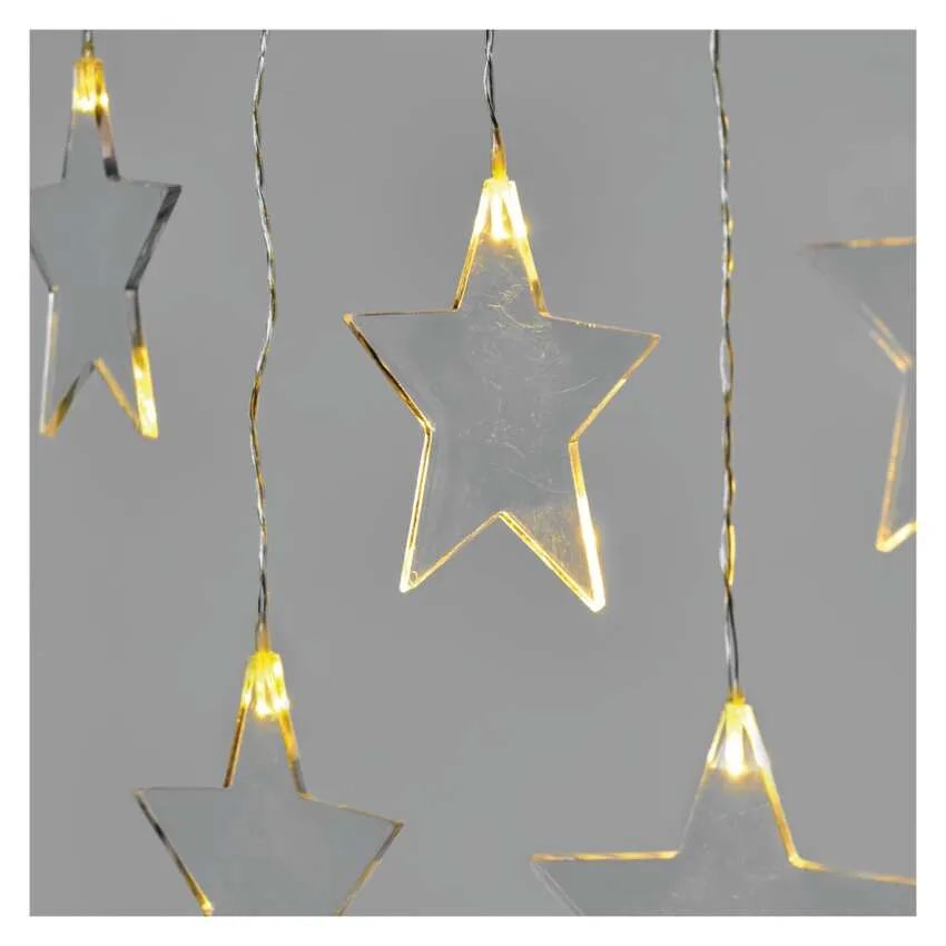 LED vianočný záves – hviezdy, 45x84 cm, vonkajší aj vnútorný, teplá biela