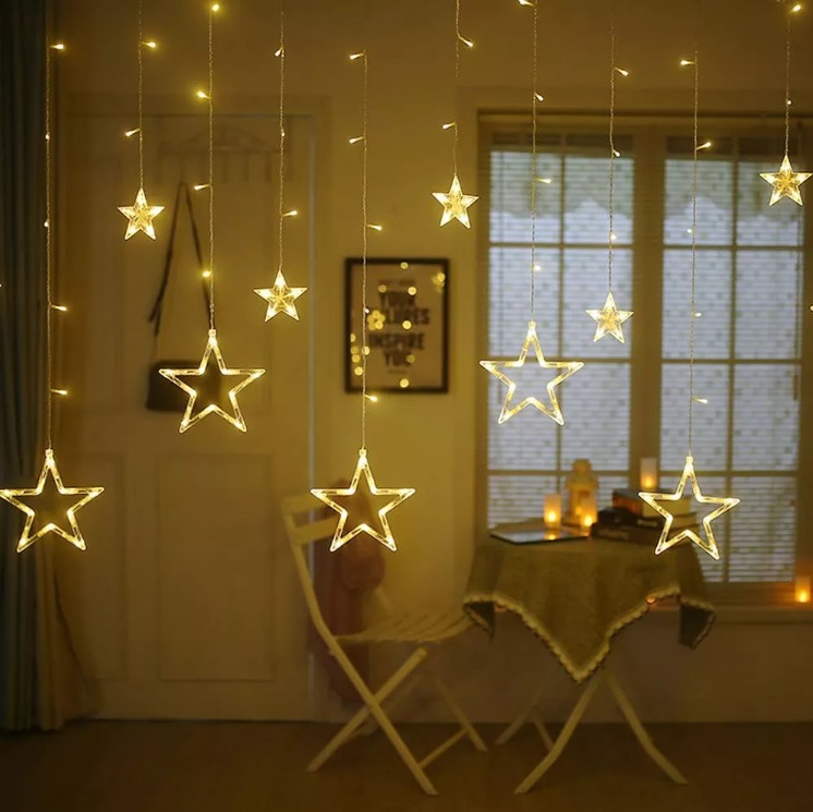 LED ZÁVES HVIEZDY HVIEZDY 2,5M 138LED TEPLÁ BIELA