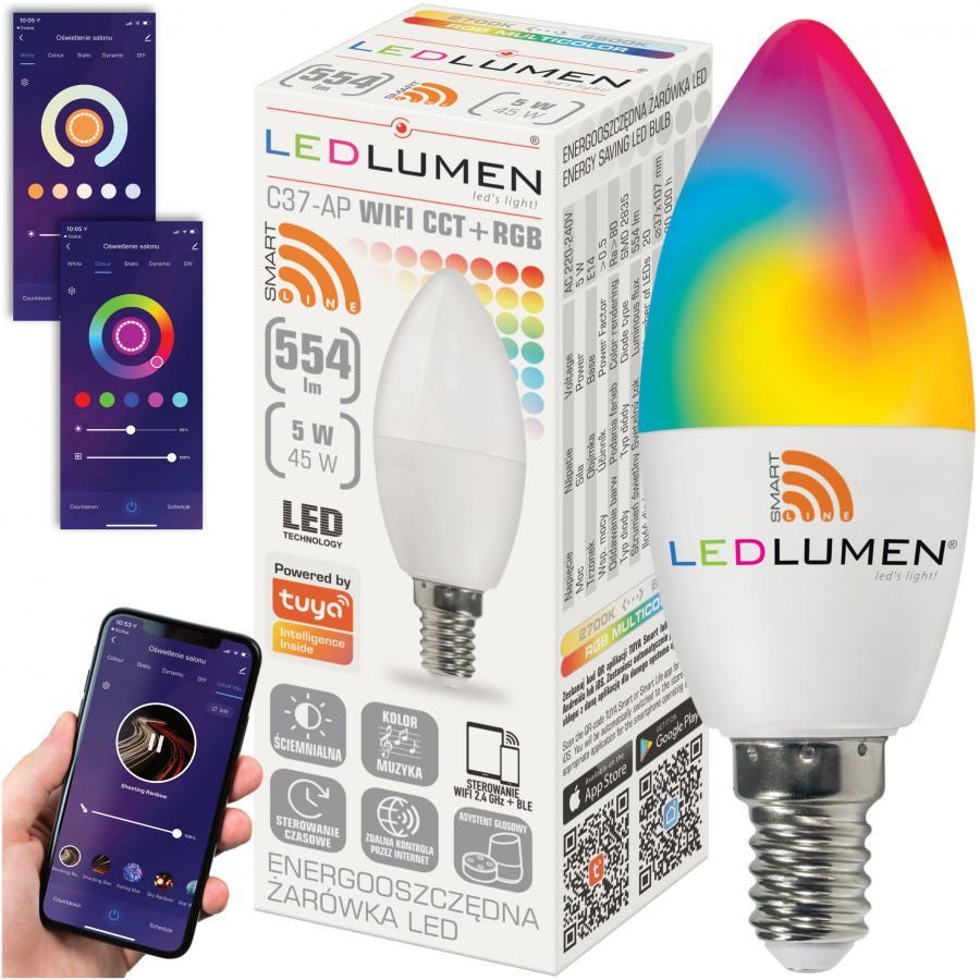 LED ŽIAROVKA 5W CCT+RGB WIFI TUYA SMART E14