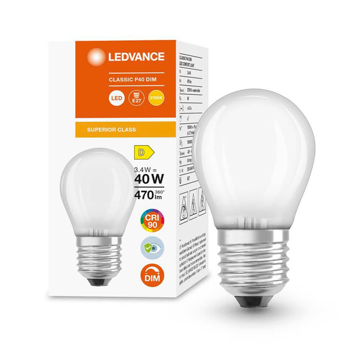 LED ŽIAROVKA BALL E27 P45 3,4WTEPLÁ BIELA 360° FILAMENT STMIEVATEĽNÁ