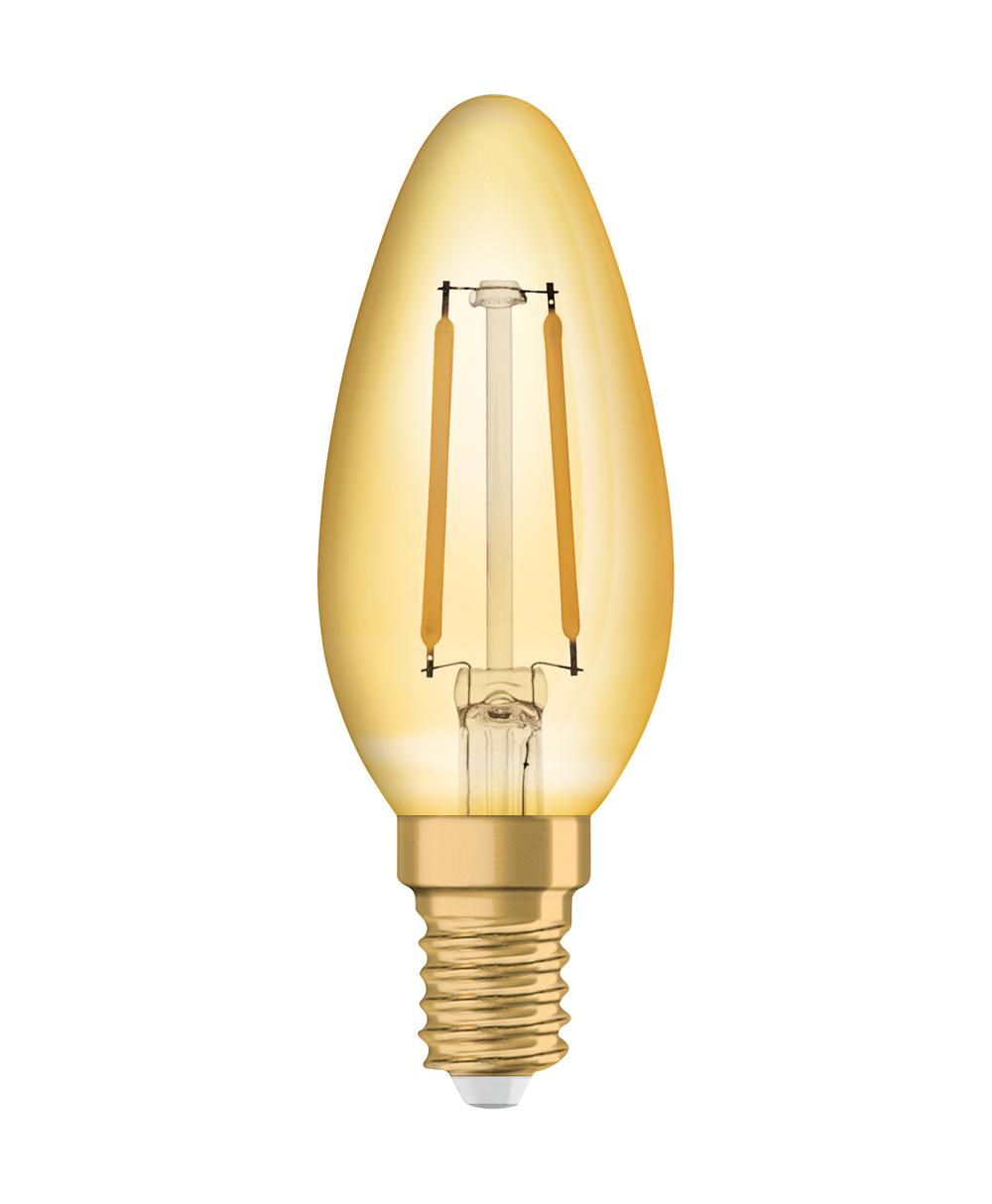 E14 LED ŽIAROVKA  B35 1,5W 2400K TEPLÁ BIELA 360° FILAMENT OSRAM VINTAGE 1906