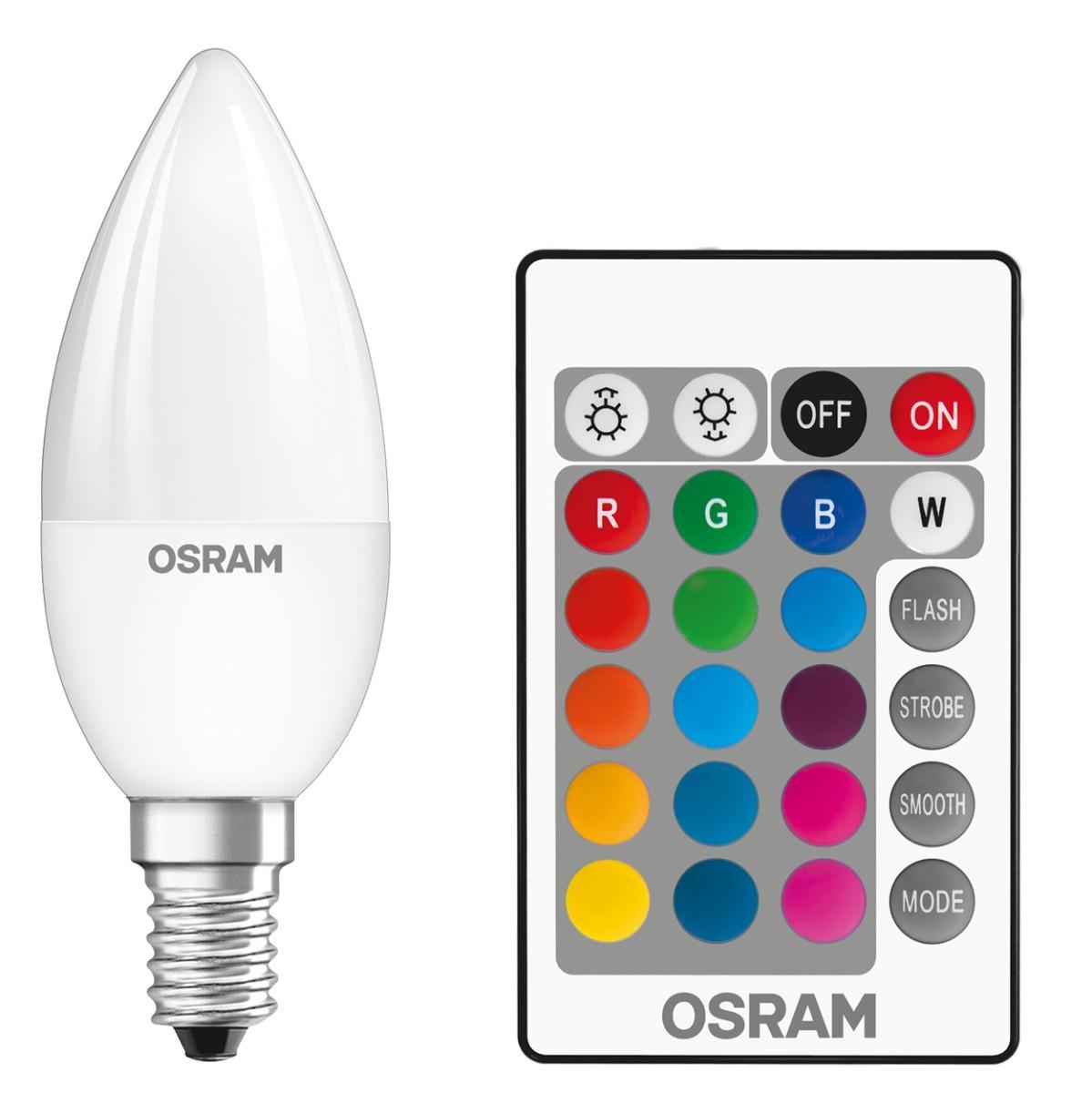 LED ŽIAROVKA E14 B35 4,2W  RGBW 180° OSRAM STAR + DO