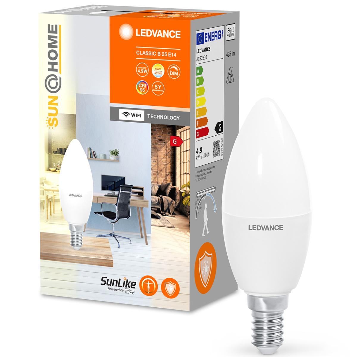 LED ŽIAROVKA E14 B35 4,9W CCT 200° CRI95 LEDVANCE SMART+ WIFI STMIEVATEĽNÁ SUNATHOME CLASSIC