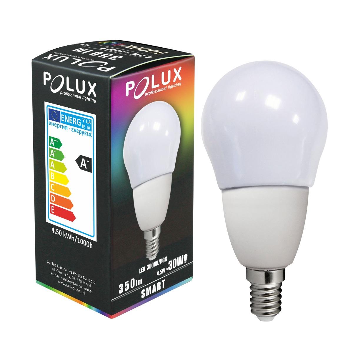 LED ŽIAROVKA E14 G55 4,5W TEPLÁ BIELA + RGB 220° POLUX