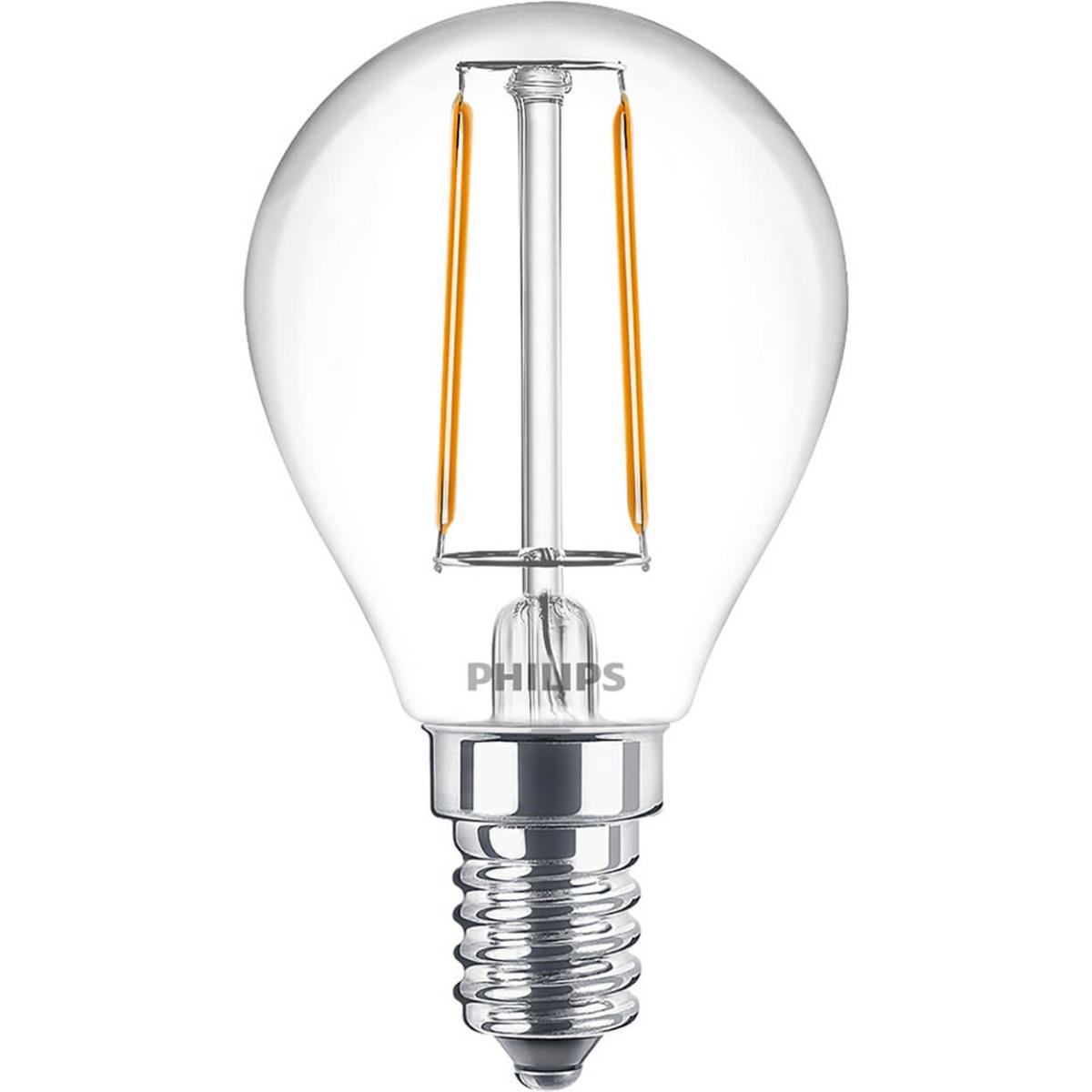 E14 LED P45 2W TEPLÁ BIELA FILAMENT PHILIPS