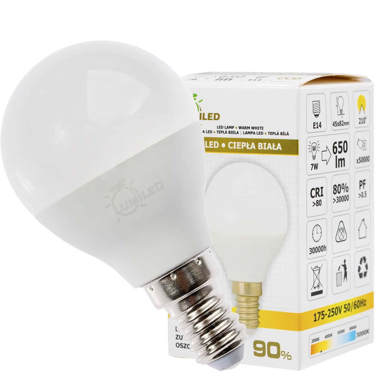 LED ŽIAROVKA E14 P45 7W TEPLÁ BIELA 210° LUMILED 