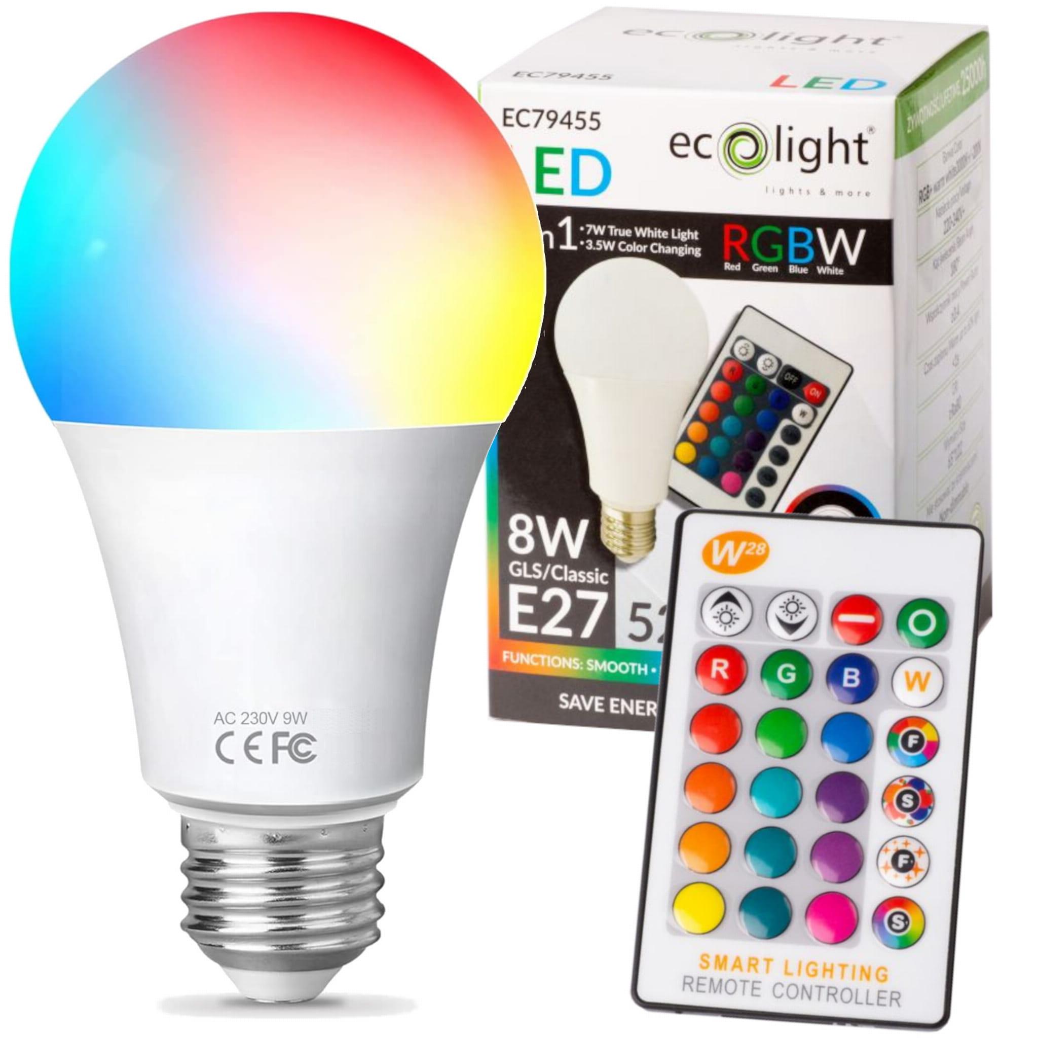 LED ŽIAROVKA E27 - 8W - RGB+NW + DIAĽKOVÉ OVLÁDANIE