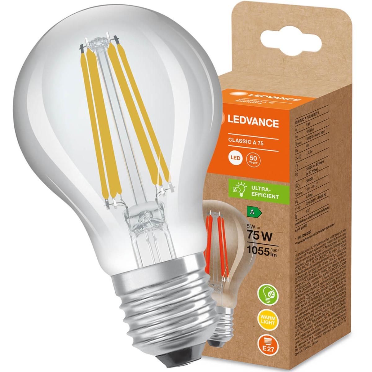 E27 LED ŽIAROVKA A60 7,2WTEPLÁ BIELA 360° FILAMENT LEDVANCE ULTRA EFFICIENT