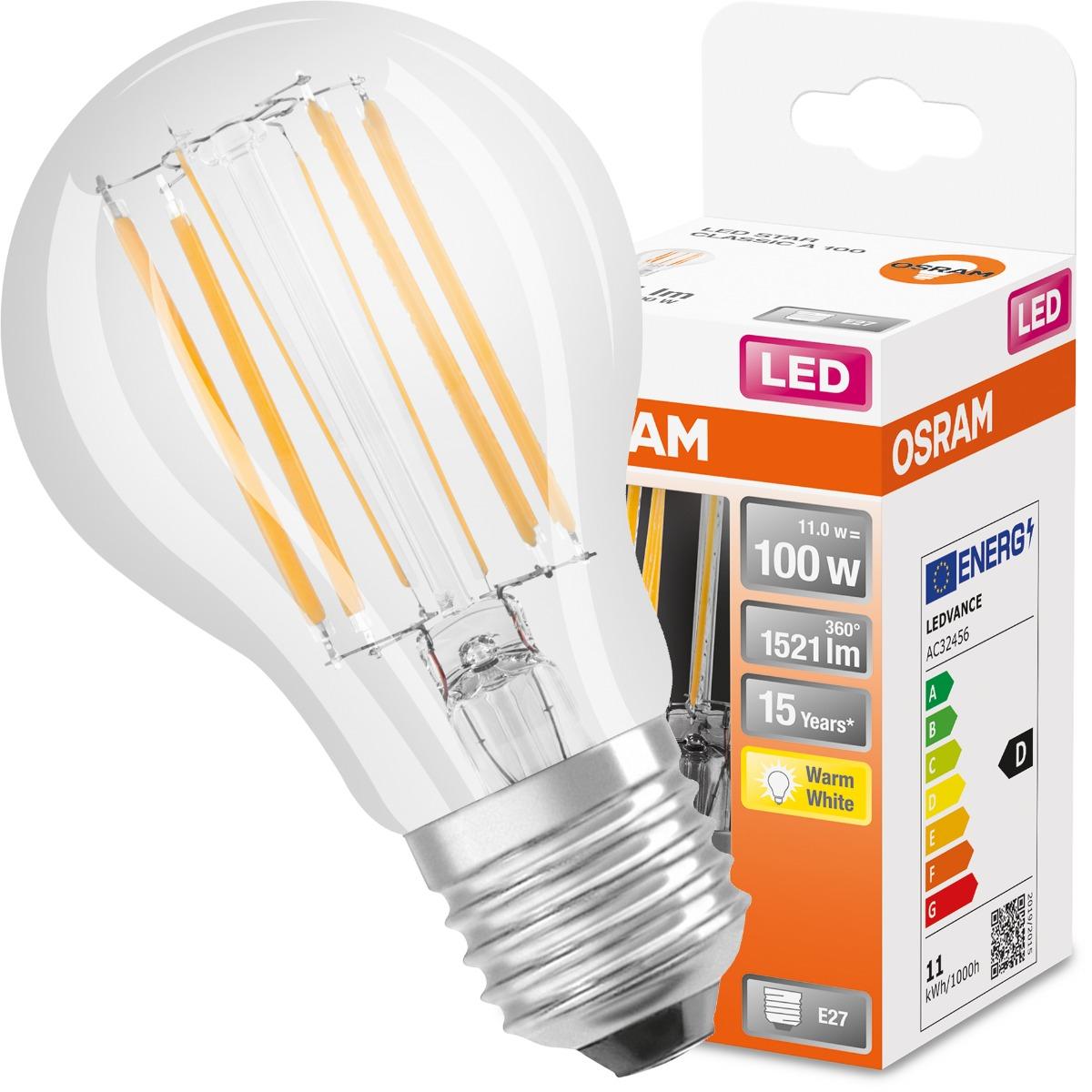 E27 LED A60 CL 11WTEPLÁ BIELA 360° FILAMENT OSRAM STAR