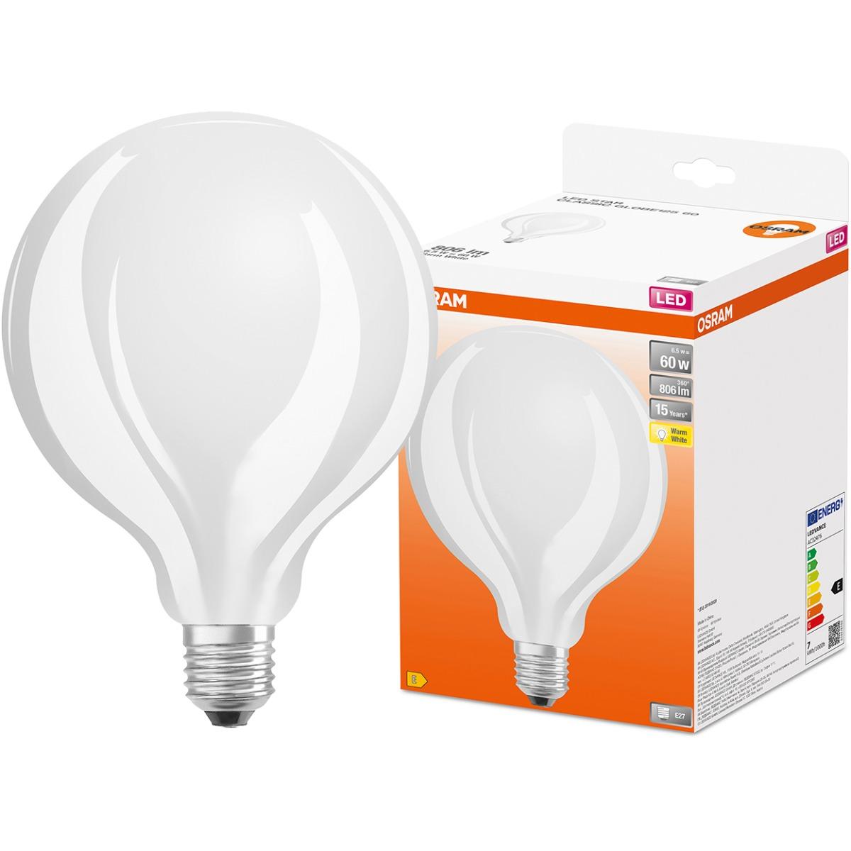 E27 LED MILK G125 6,5W TEPLÁ BIELA 360° FILAMENT OSRAM STAR