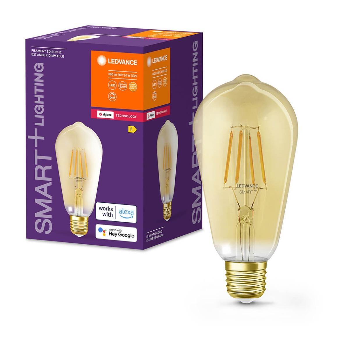 LED ŽIAROVKA E27 ST64 6W 680LM 2400K FILAMENT SMART