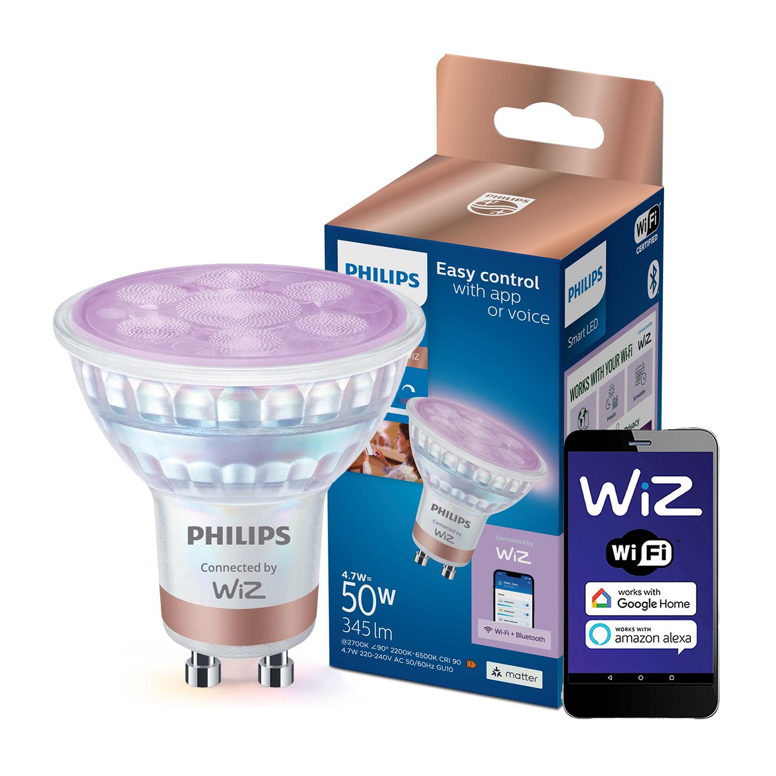 LED žiarovka GU10 4,7W 2200-6500K + RGB SMART WiFi Philips WiZ