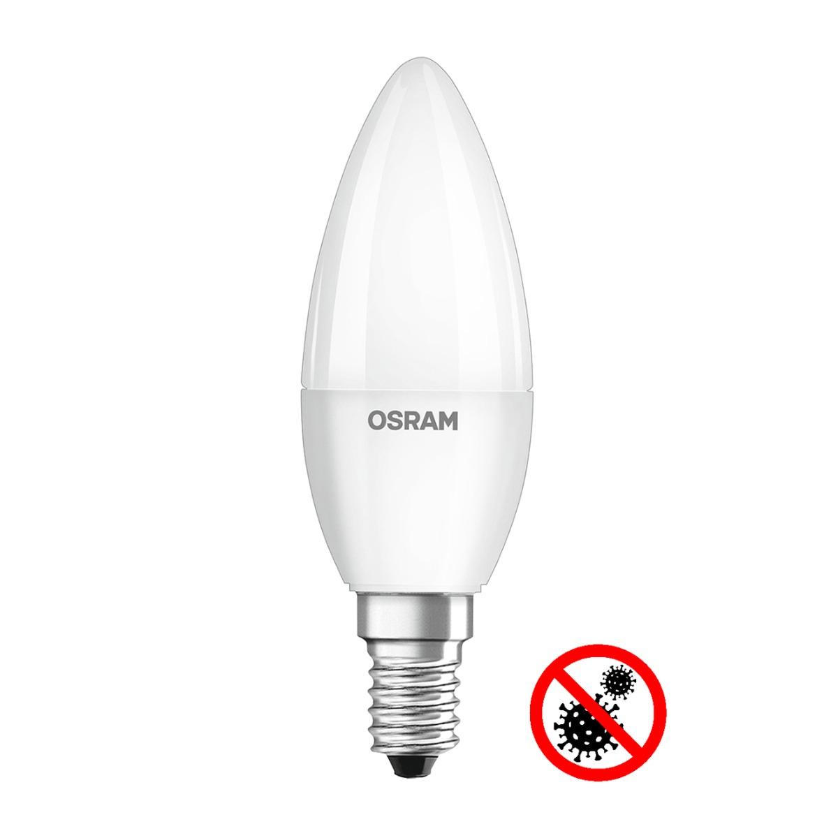 LED ŽIAROVKA LED E14 B35 5,5W NEUTRALNA BIELA 200° OSRAM ANTIBAKTERIÁLNA