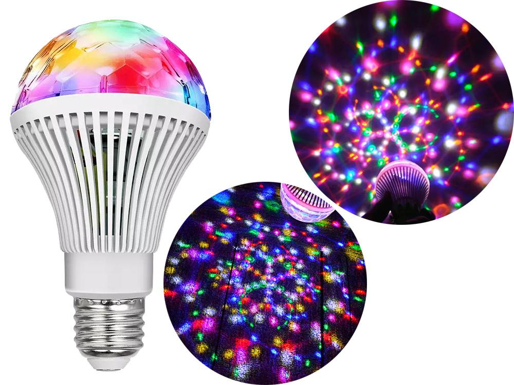 LED ŽIAROVKA RGB ROTAČNÁ E27 DISCO GUĽA