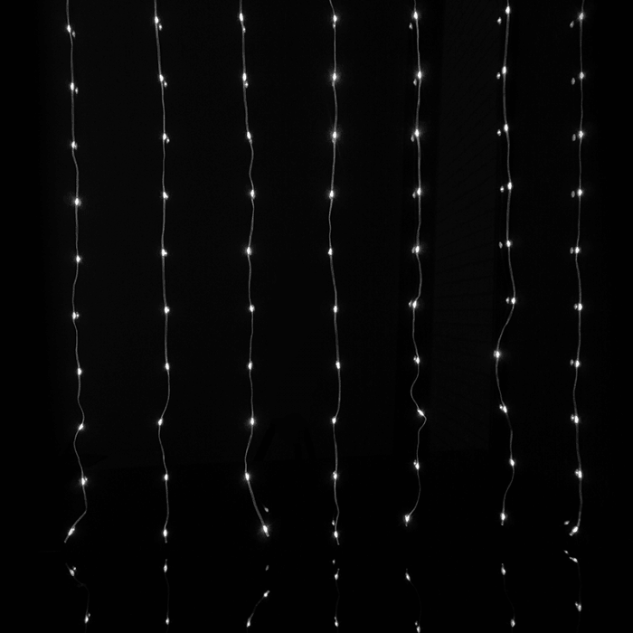 Magická LED svetelná clona 200 LED – 2 × 1 m, studená biela 6500K, USB 5V