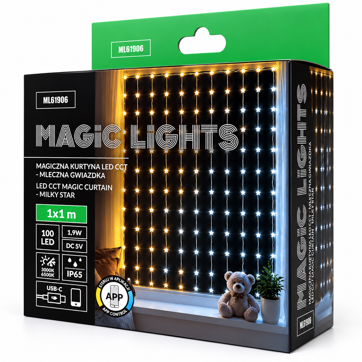 Magická LED svetelná záclona mliečne hviezdičky 100 LED, CCT 3000–6500 K, IP65 – 1 × 1 m