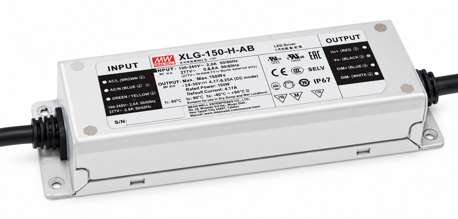 LED napájací zdroj Mean Well XLG-150-24-A 150W 24V 6,25A IP67