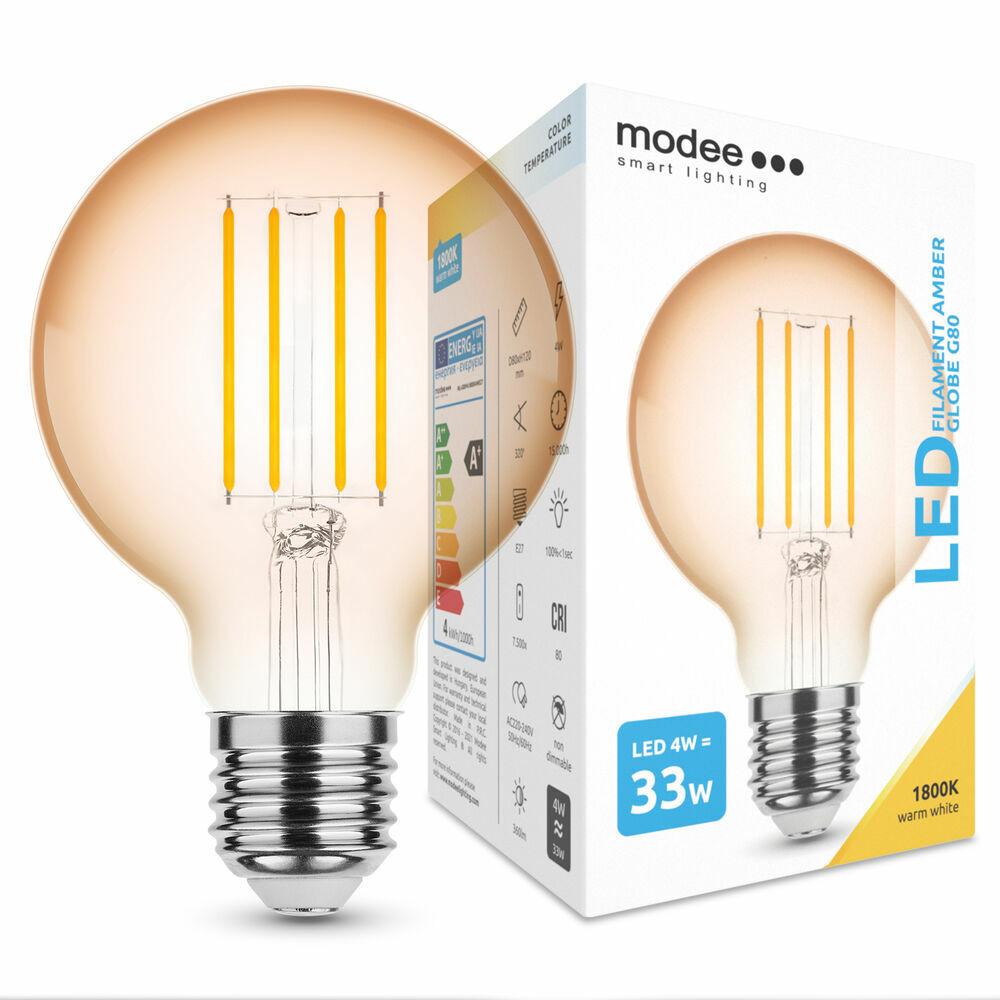 Modee LED Filament Amber Globe G80 4W E27