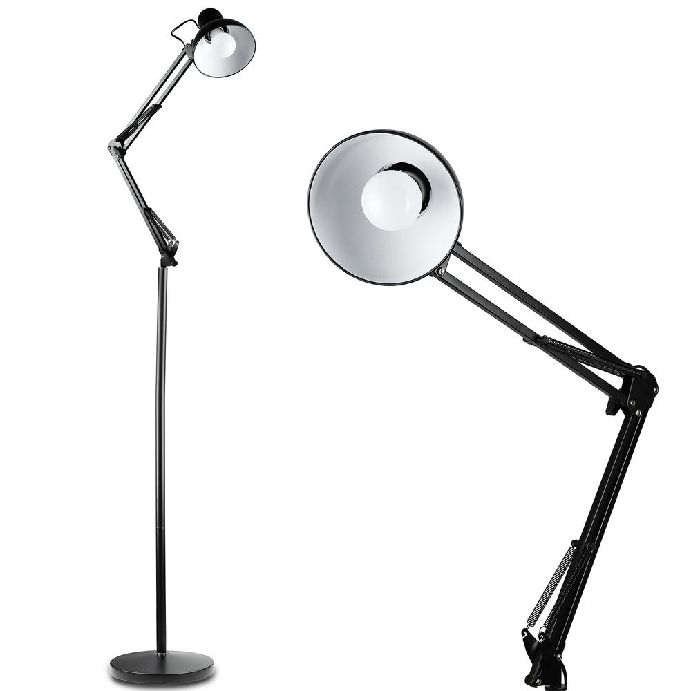 Moderná stojacia lampa s nastaviteľným ramenom a tienidlom – E27