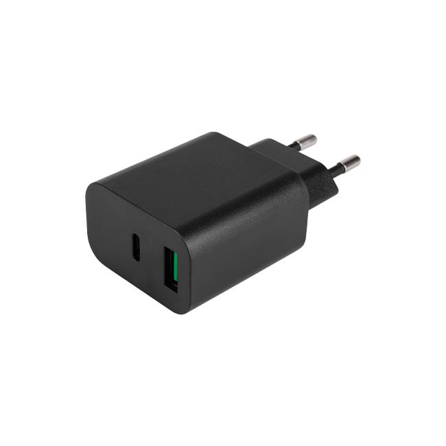Rýchle nabíjanie 20W napájací zdroj 1xUSB-C 1xUSB-A čierny