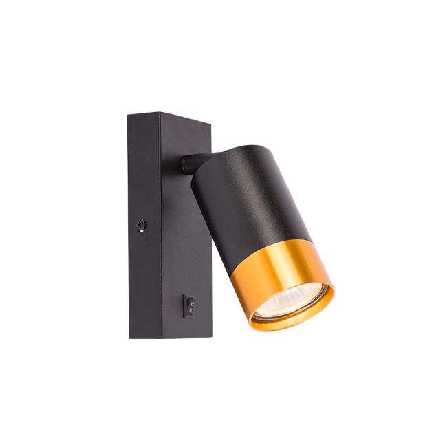 Nástenná lampa na čítanie Klemens GU10 v čierno-zlatom prevedení.