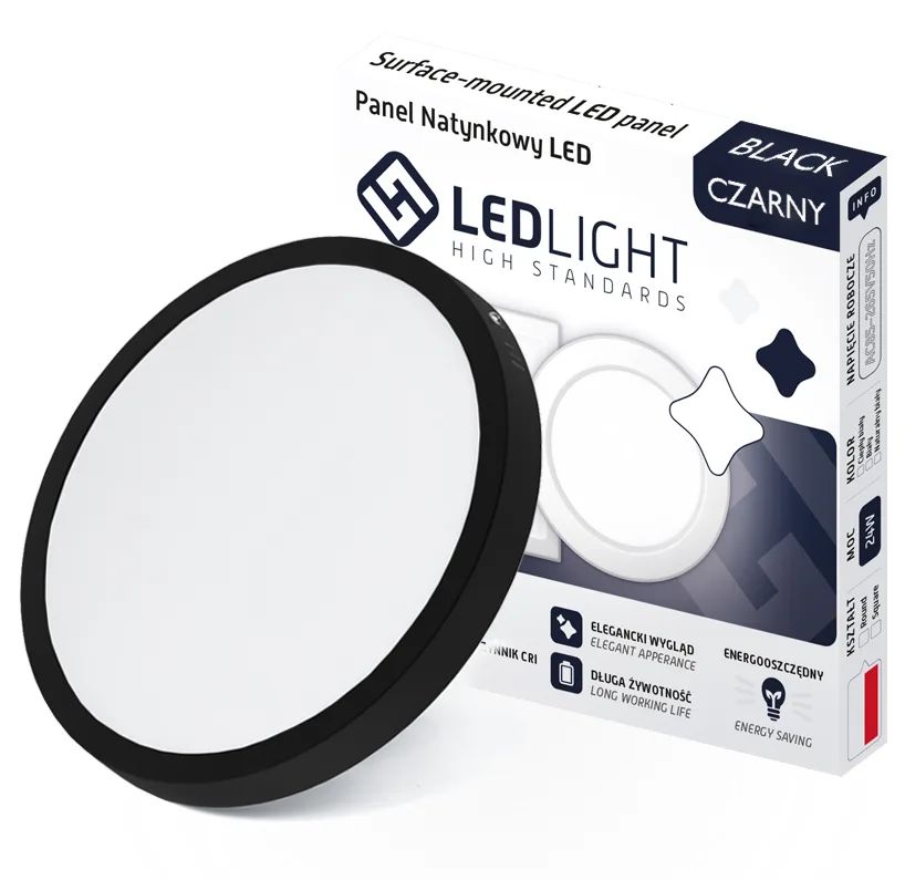 Okrúhly povrchový LED panel čierny 18W CCD neutrálna biela - LEDLIGHT