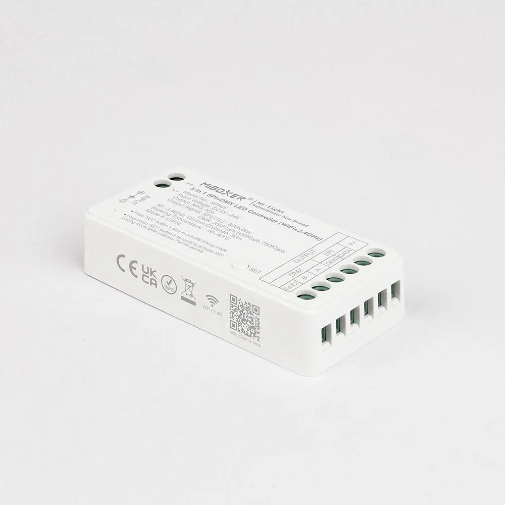 Miboxer SPIW5 – 5v1 WiFi + RF 2.4G ovládač pre digitálne SPI LED pásy a DMX systémy