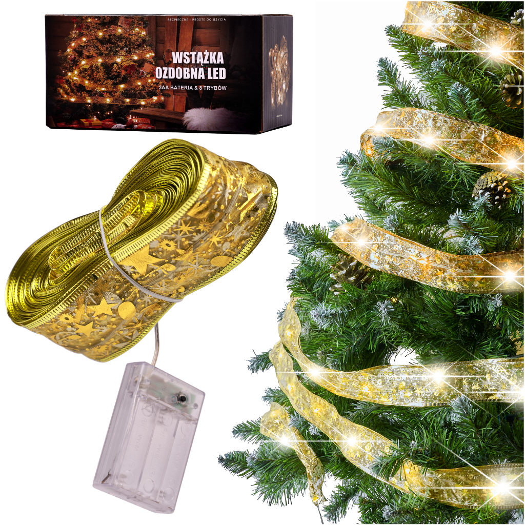 LED stuha osvetlenie vianočného stromčeka 10m 100LED teplá biela na batérie