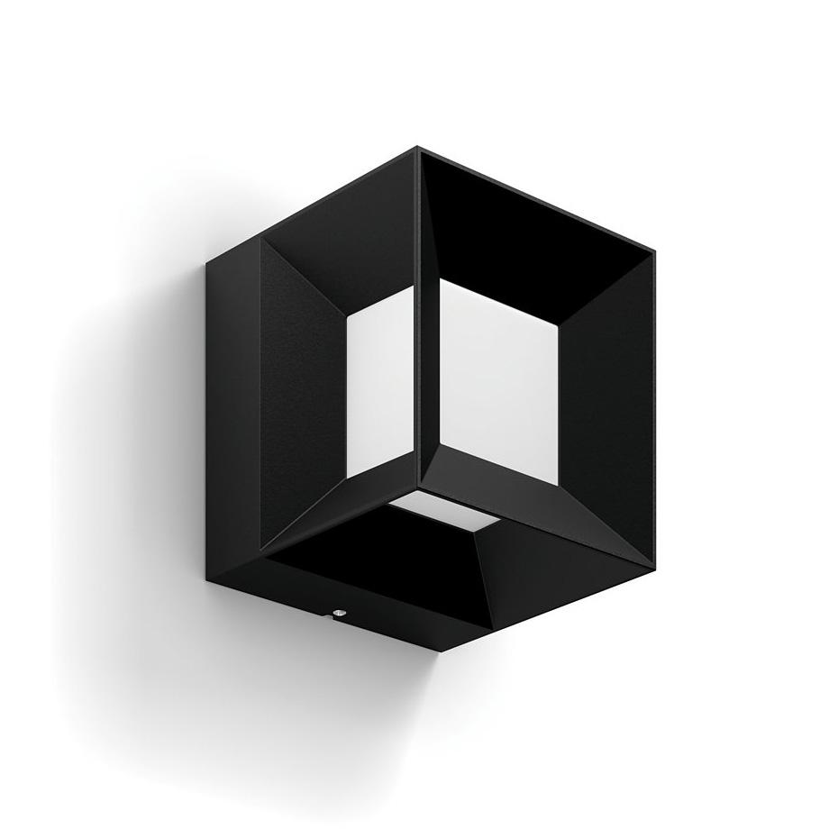 FASÁDNA NÁSTENNÁ LAMPA PARTERRE MYGARDEN 8W 2700K IP44 CUBE BLACK PHILIPS LED