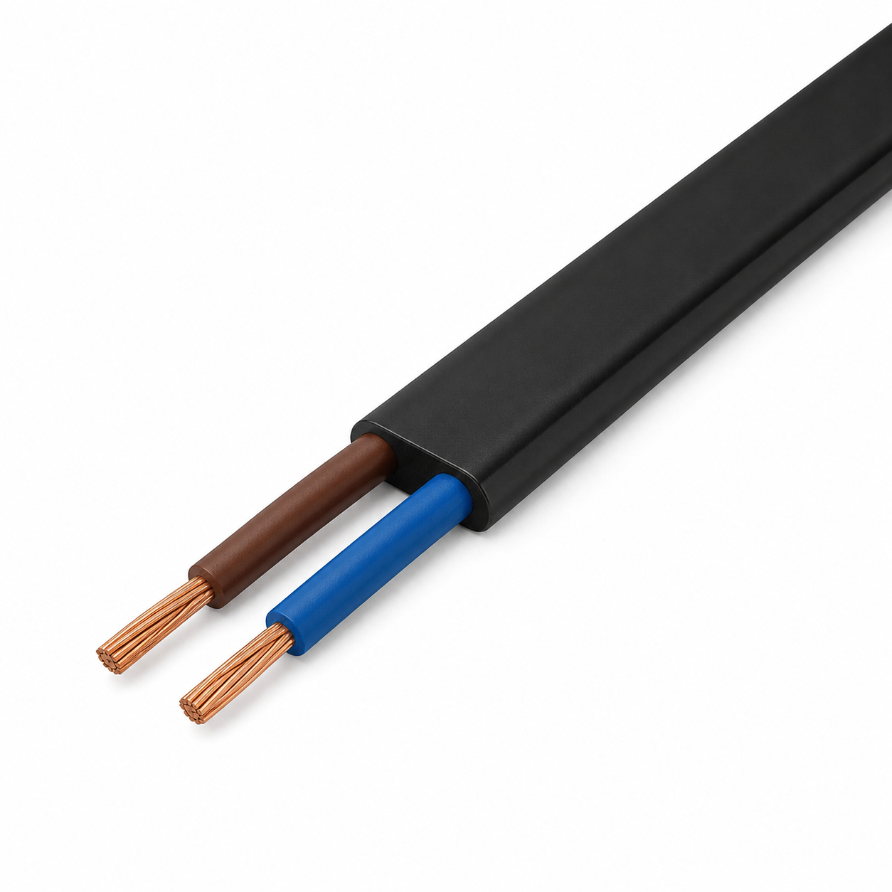 Plochý prívodný kábel CYLY 2×0,75 mm² čierny