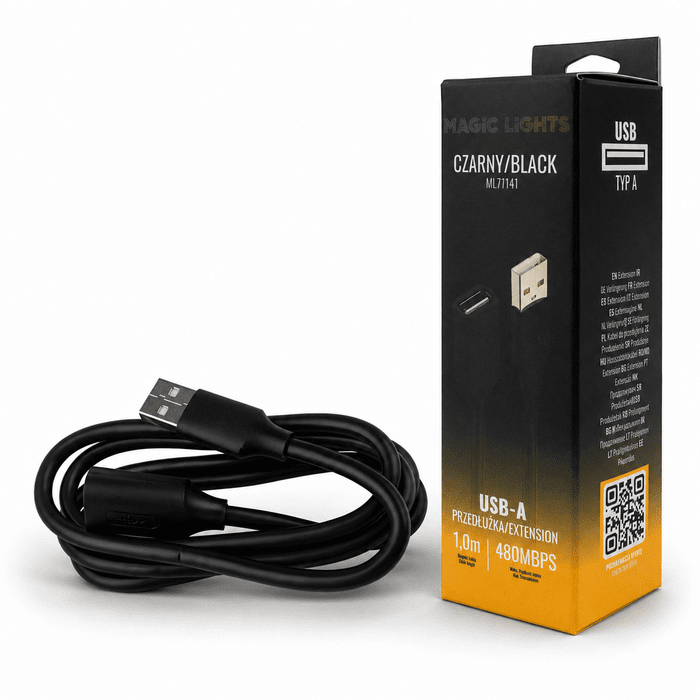 Predlžovací kábel USB-A – USB-A 1 m čierny