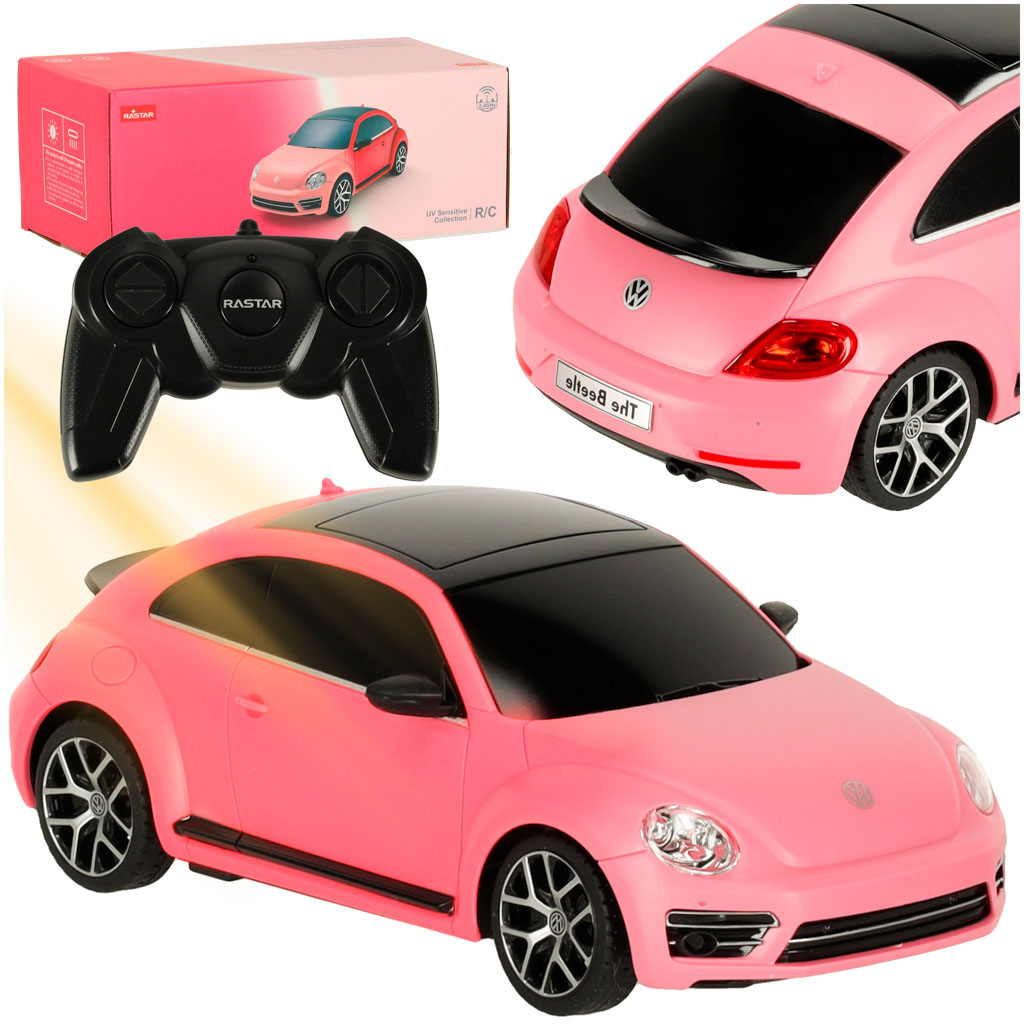 RC auto Rastar 76200-4 Volkswagen Beetle 1:24 ružové s UV efektom