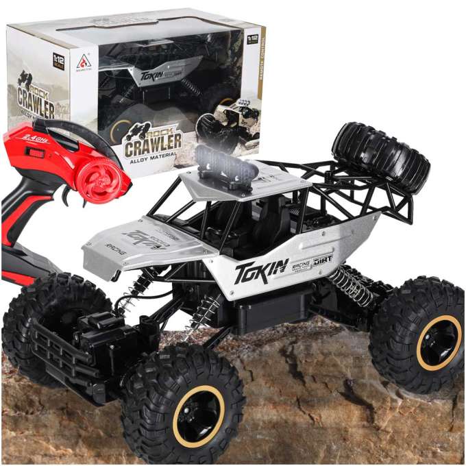 RC auto Rock Crawler 1:12 4WD kovové strieborné – terénne diaľkovo ovládané auto